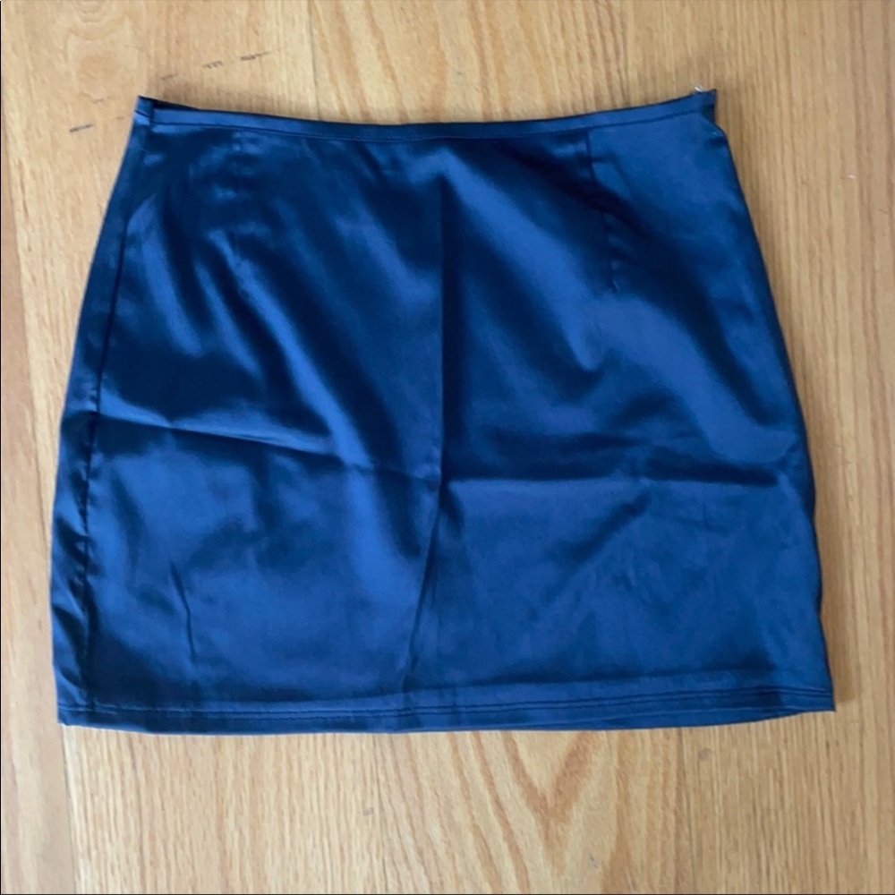 Satin black mini skirt